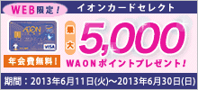入会＆カード利用3万円以上で最大5,000WAONポイント進呈キャンペーン