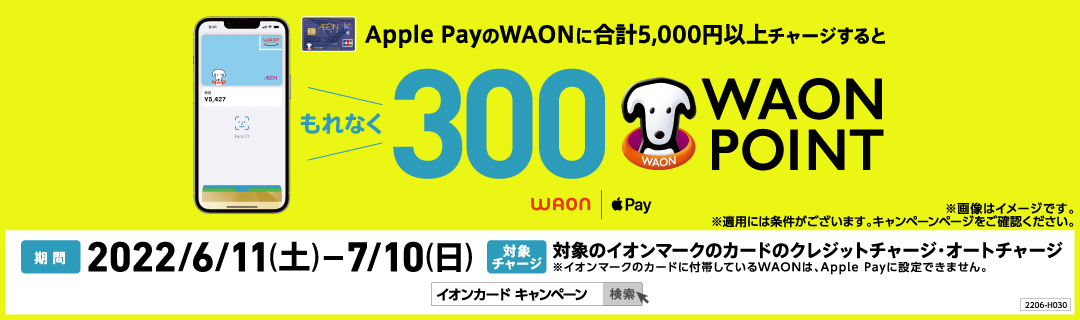 イオンマークのカードでApple PayのWAONにチャージキャンペーン