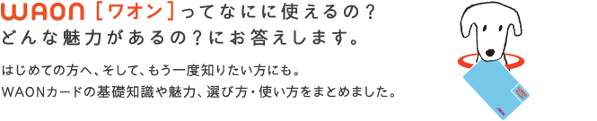 WAON[ワオン]ってなにに使えるの？どんな魅力があるの？にお答えします。：はじめての方へ、そして、もう一度知りたい方にも。WAONカードの基礎知識や魅力、選び方・使い方をまとめました。